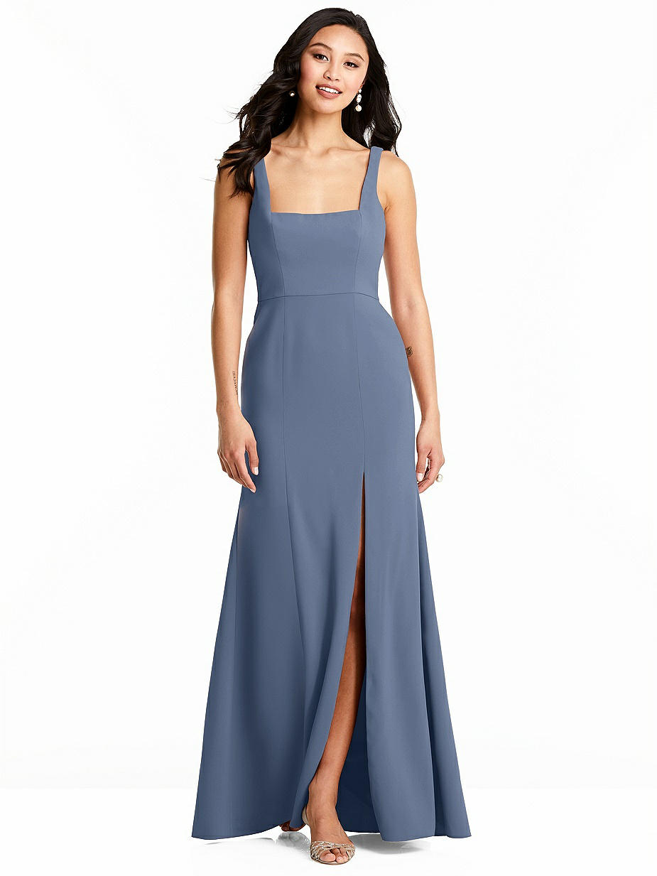 larkspur blue bridesmaid dresses Dessy Larkspur Blue Midi Bridesmaid Dresses