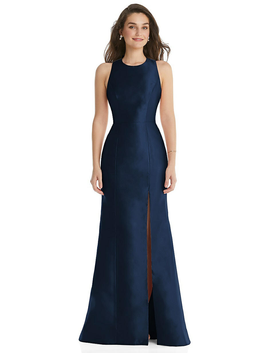 Midnight Navy High Neck Bridesmaid Dresses