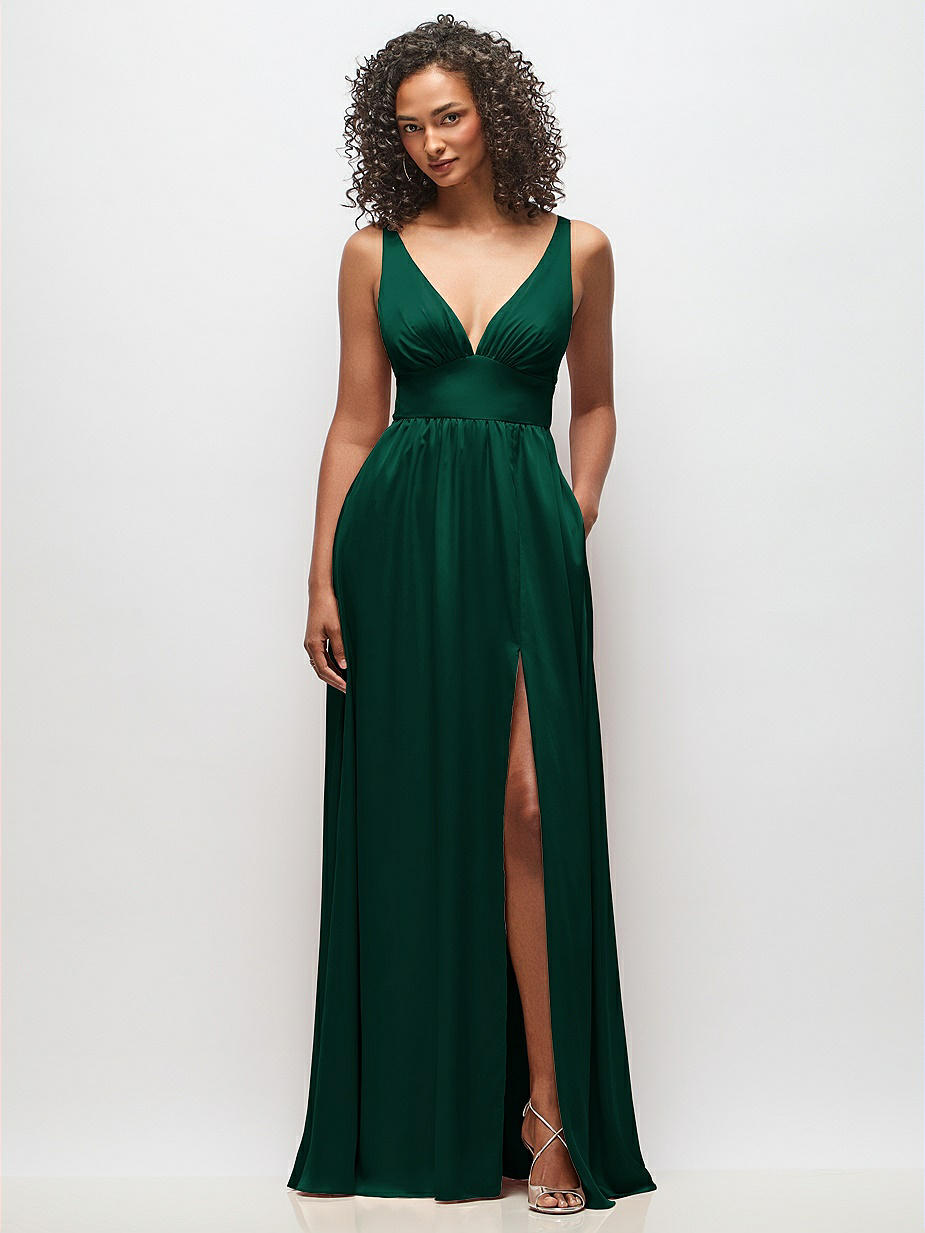 Green V-Neck Bridesmaid Dresses