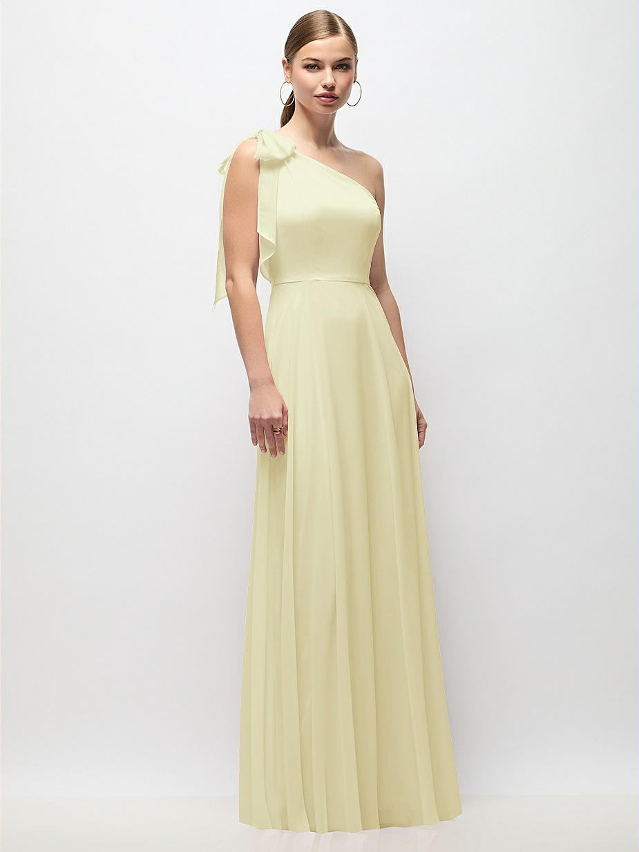 open lace back dress BOW ONE SHOULDER BUTTER YELLOW DRESS  De Novoo