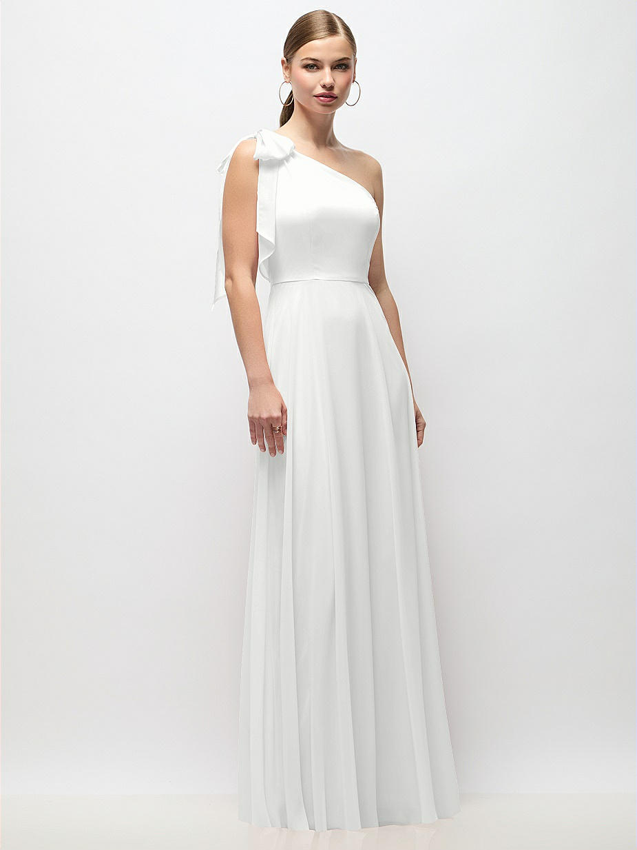 White Bow Bridesmaid Dresses