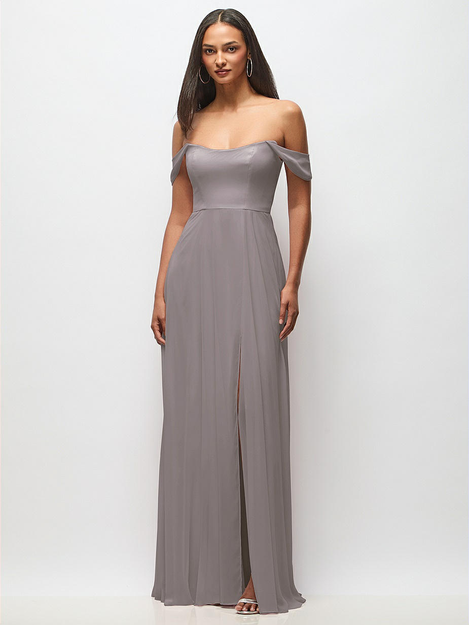 chinese dress ladies Off Shoulder Cut Out Dress Heather Grey Heather Grey / Large main image 1