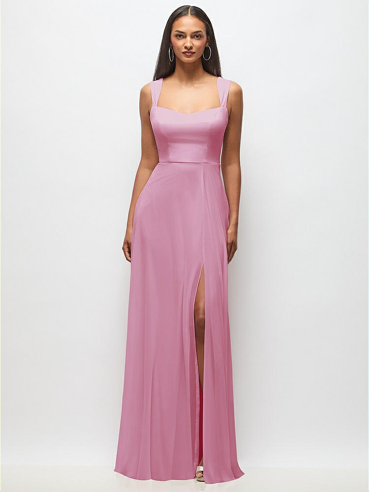 Contoured Wide Strap Sweetheart Maxi Dress in  Powder Pink