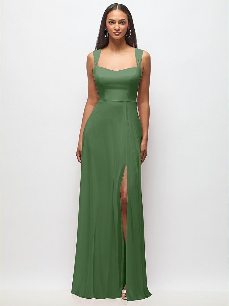 Contoured Wide Strap Sweetheart Maxi Dress in  Vineyard Green