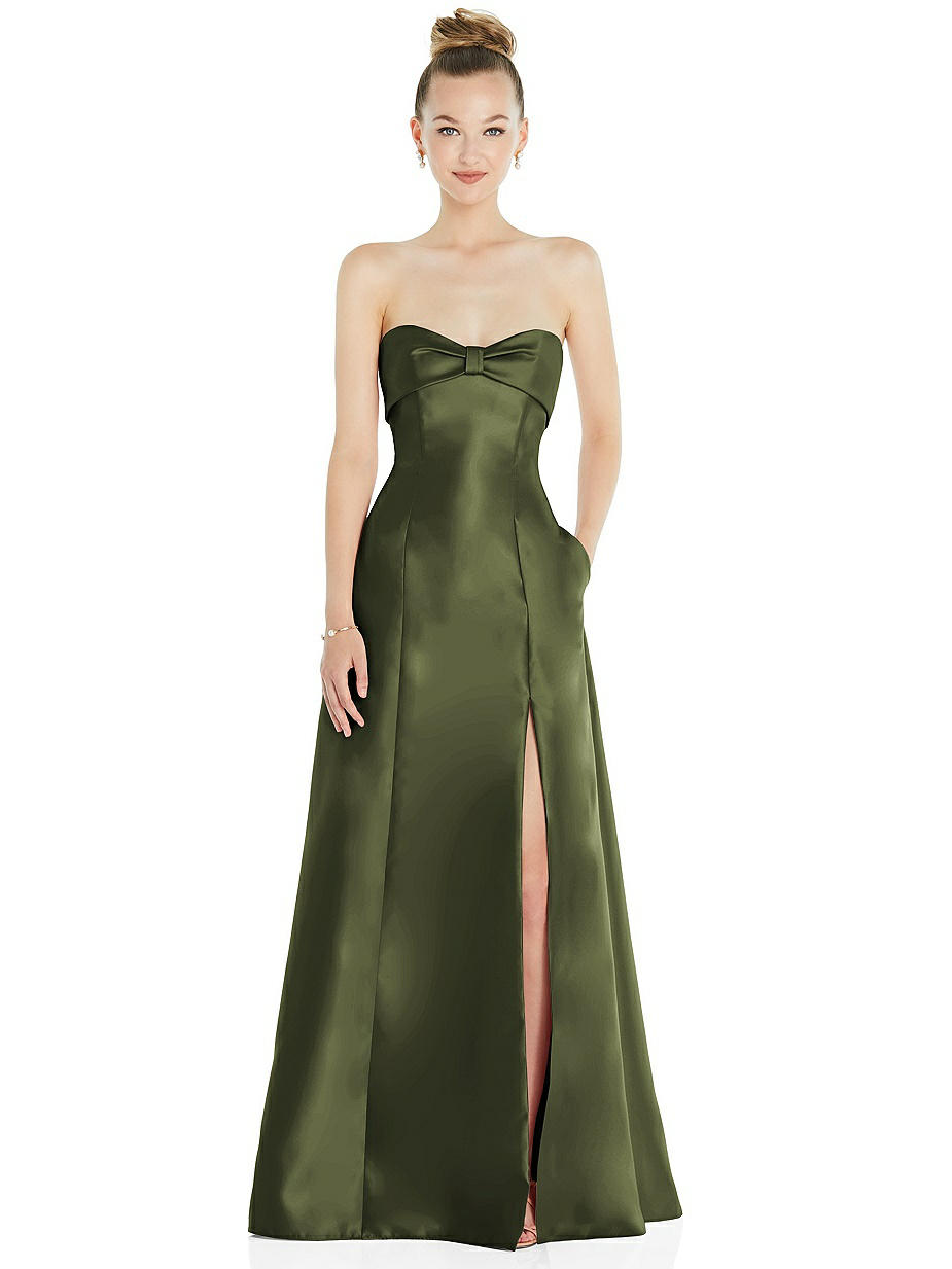 Olive Green Princess Waist Bridesmaid Dresses