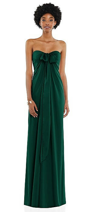 Draped Satin Grecian Column Gown with Convertible Straps