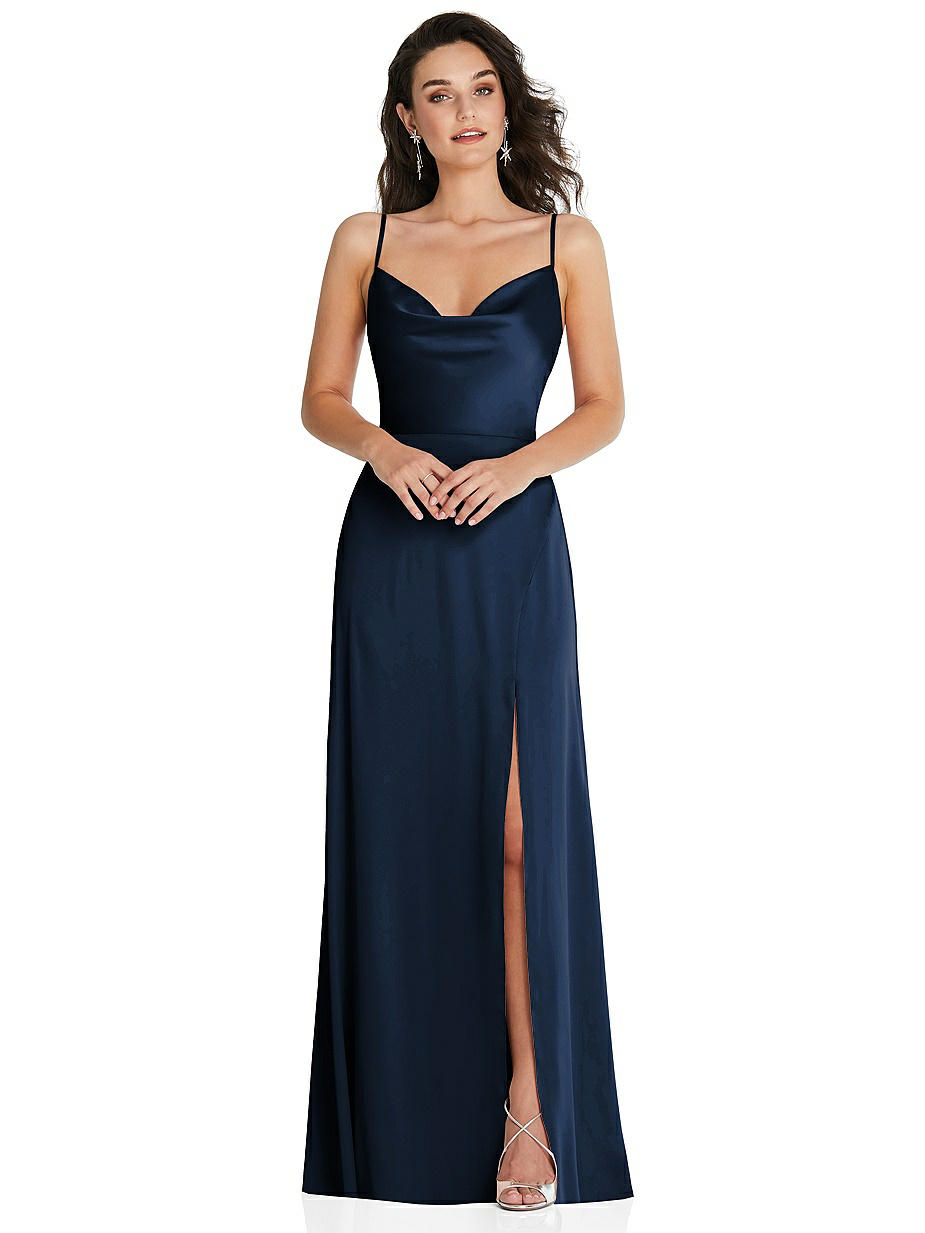 Midnight Navy Cowl Bridesmaid Dresses