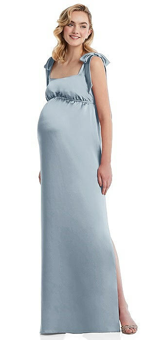 Flat Tie-Shoulder Empire Waist Maternity Dress
