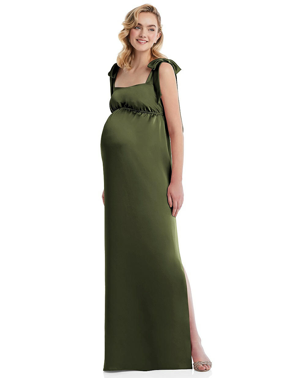 green dress and nude heels Full Sleeves Maternity Dress for Photoshoot Boho Maternity Gown Baby 18W / F22 main image 1