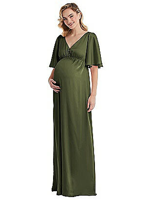 Flutter Bell Sleeve Empire Maternity Dress: Dessy M448