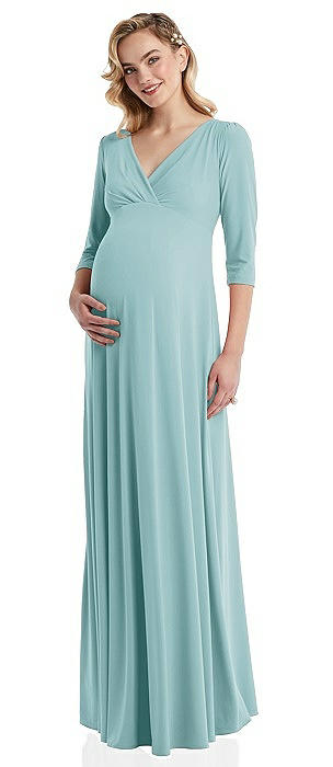 3/4 Sleeve Wrap Bodice Maternity Dress