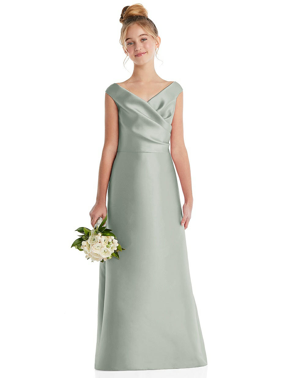 blue dress for baby girl BABARONI Dreamy Off The Shoulder Bridesmaid Gown for Junior Taupe, Taupe / J4 main image 1