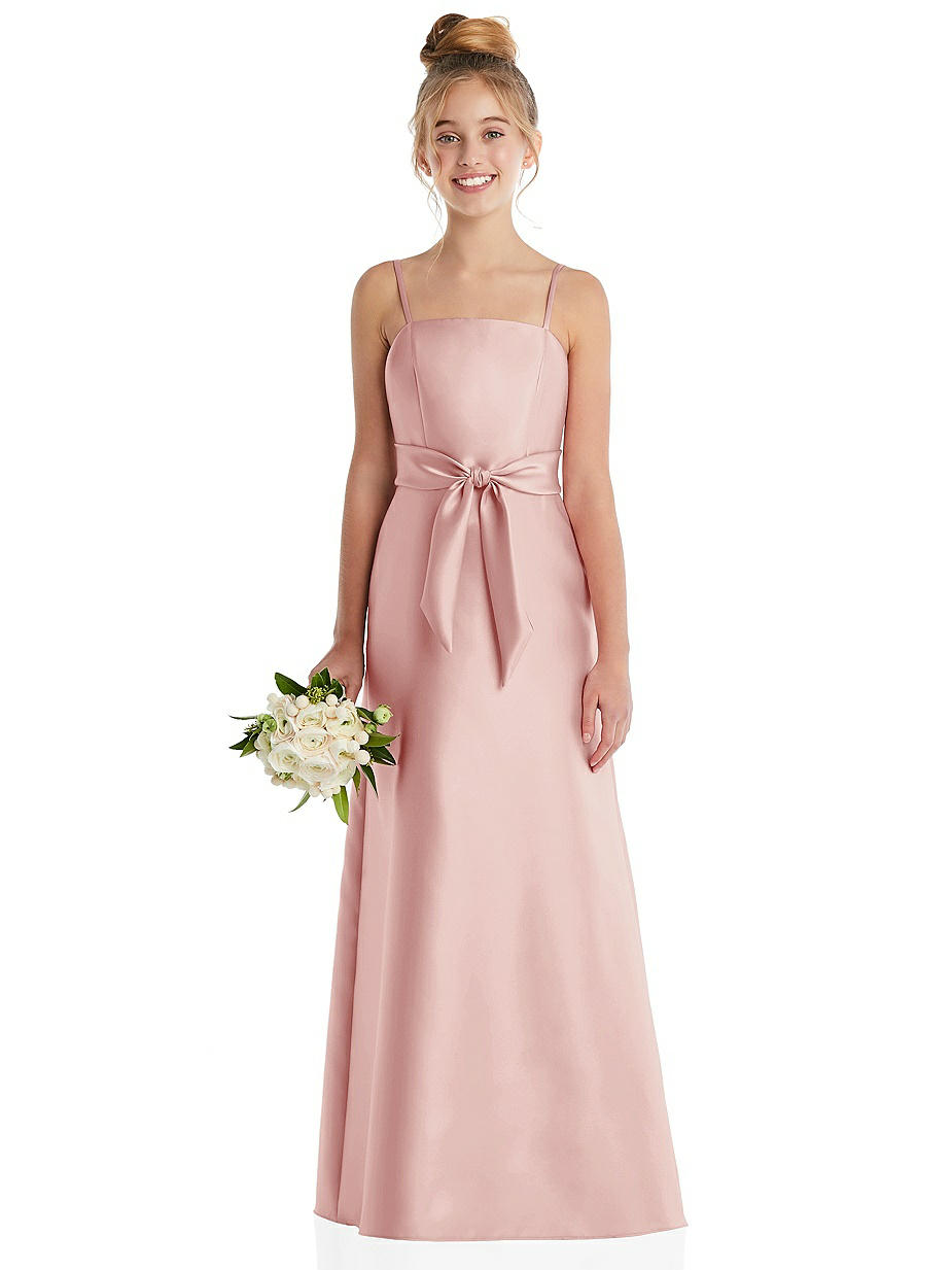 Knee Length Junior Bridesmaid Dresses Azazie Bear Junior Bridesmaid Dress  In Dusty Rose Azazie DE