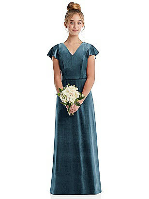 Flutter Sleeve Velvet Wrap Maxi 