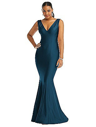 Long Sleeve Draped Wrap Stretch Satin 