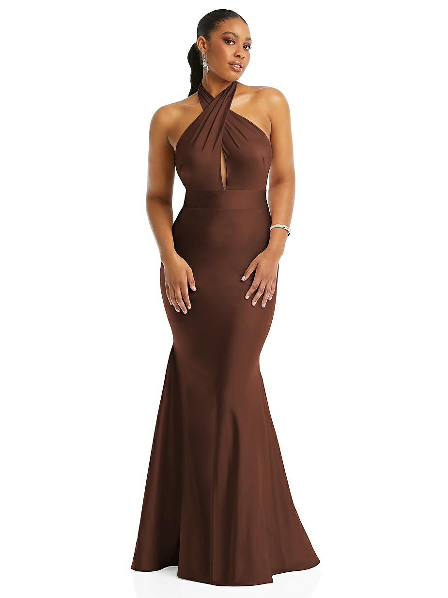 Brown Halter Bridesmaid Dresses
