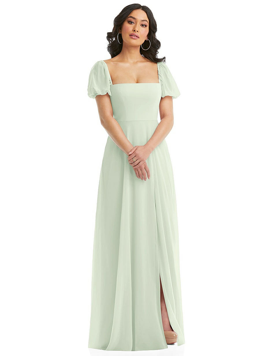 green emerald velvet dress Mint Green Ruched V-Neck Spaghetti Straps Chiffon Bridesmaid Gown main image 1