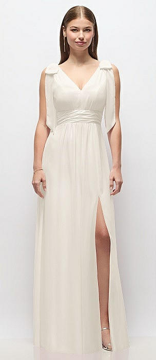 White Empire Waist Bridesmaid Dresses 