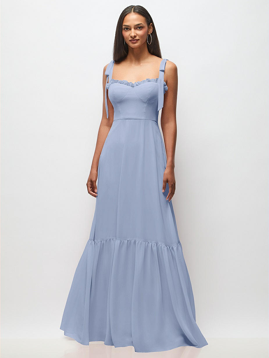 Blue Ruffles Bridesmaid Dresses