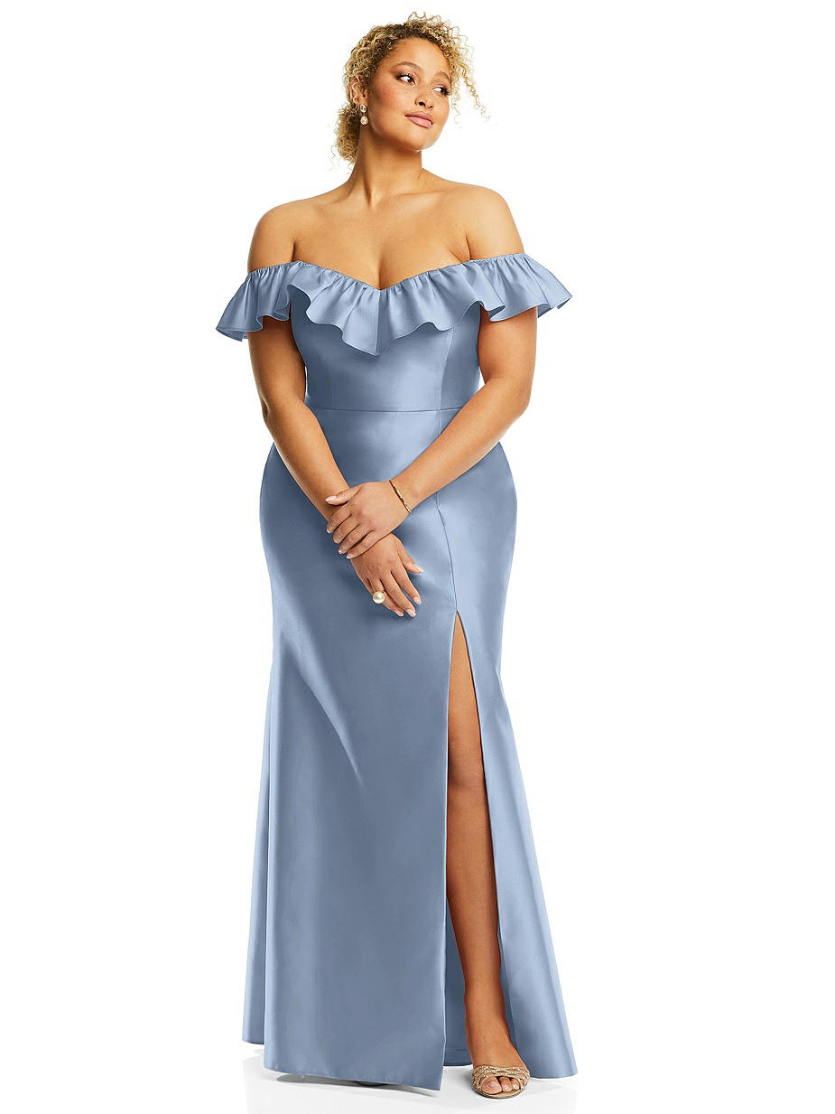 ruffle collar bridesmaid dress Elegant Square Collar Layered Ruffle Hem Wedding Dress White / 2XL
