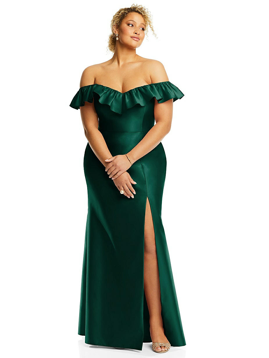 Alfred Sung Hunter Green Off-The-Shoulder Bridesmaid Dresses Alfred Sung Hunter Green Off-The-Shoulder Bridesmaid Dresses