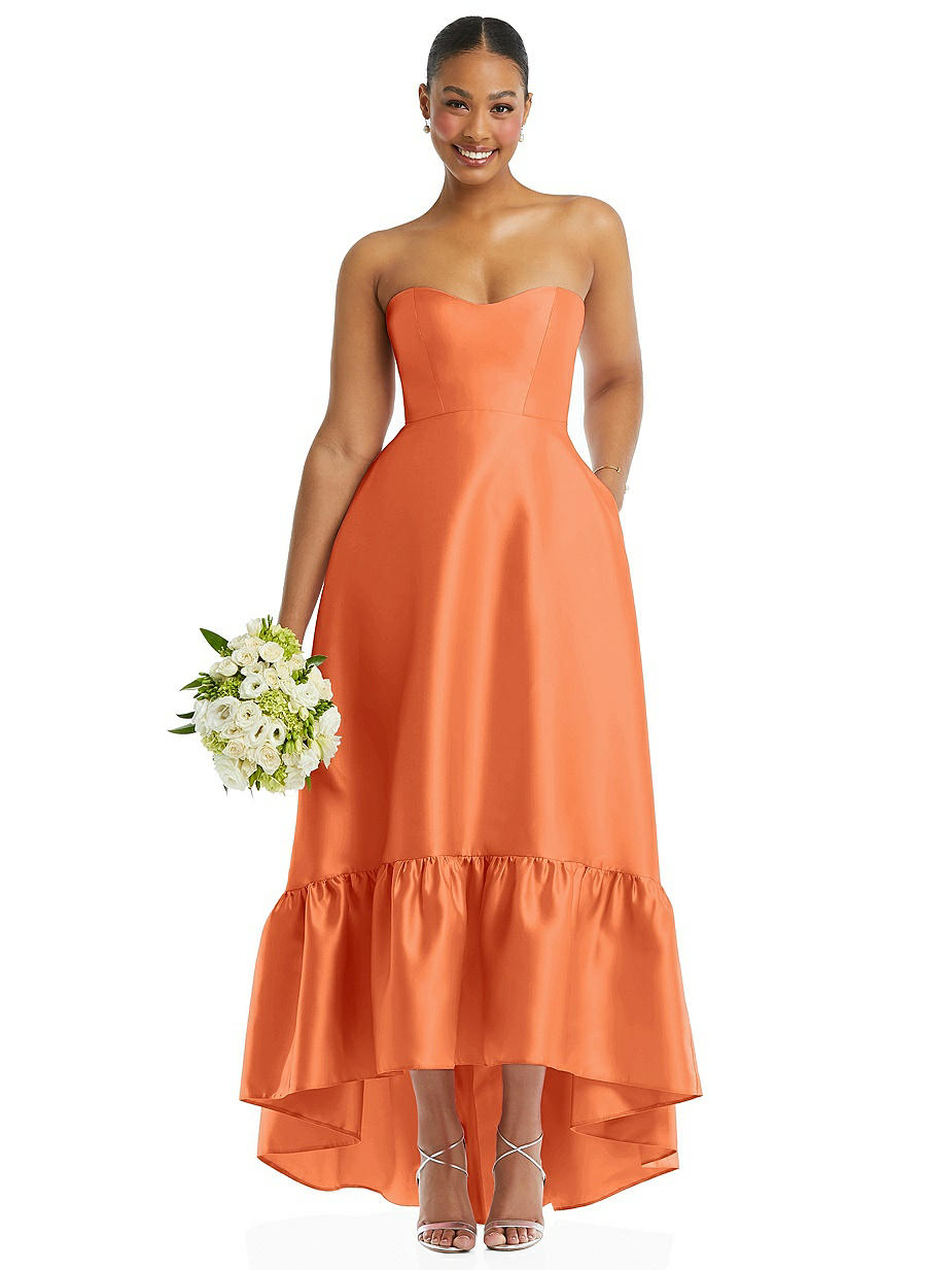 Orange Empire Waist Bridesmaid Dresses