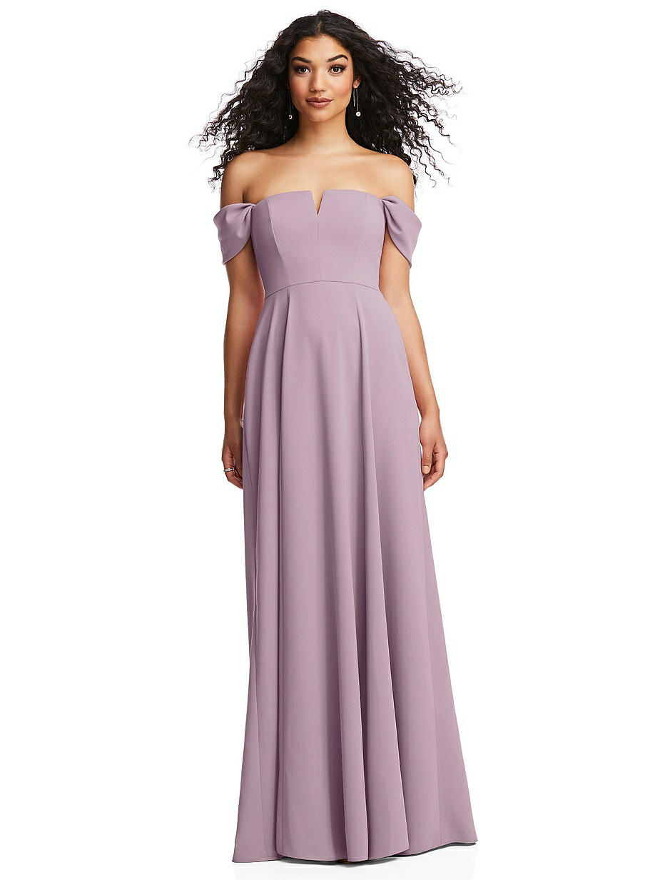 Purple Off-The-Shoulder Bridesmaid Dresses
