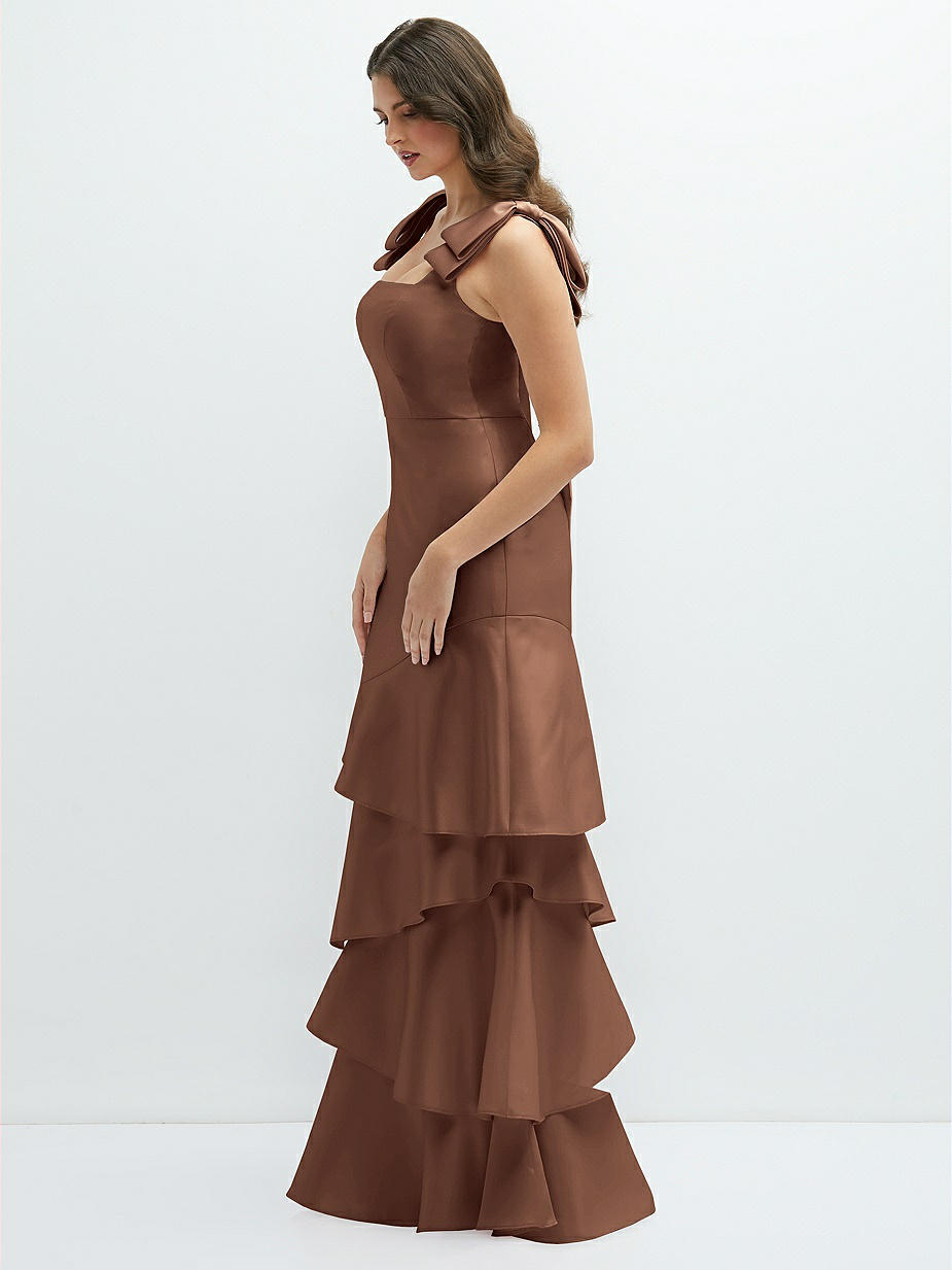 Brown Dessy Ruffles Bridesmaid Dresses