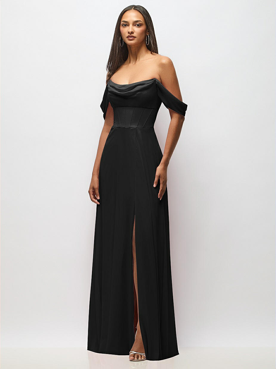 Black Off-The-Shoulder Bridesmaid Dresses Black Off-The-Shoulder Bridesmaid Dresses