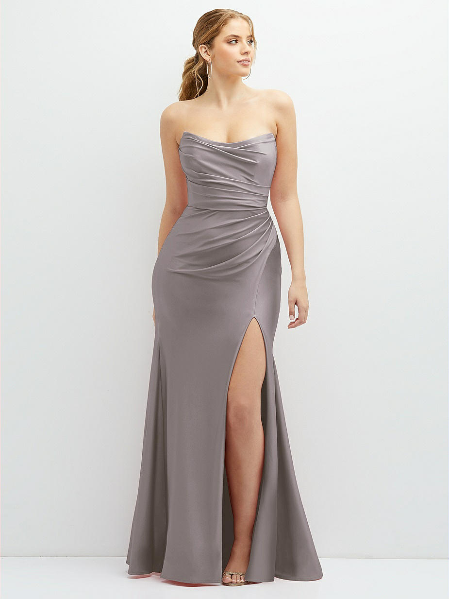Gray Strapless Bridesmaid Dresses