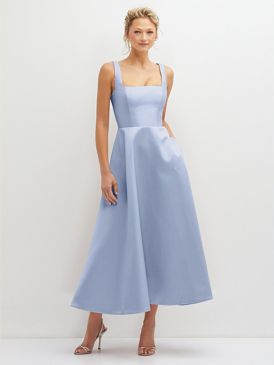 blue square neck maxi dress Bubbleroom occasion – Square Neck Slit Maxi Dress – Ball gowns – Blue main image 1