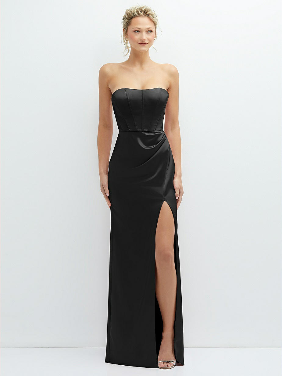 After Six Black Strapless Bridesmaid Dresses