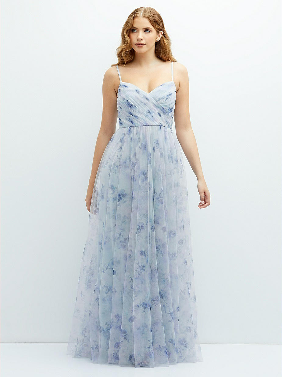 star wars bridesmaid dresses Ingrid Sky Blue A Line Sweetheart Tiered Tulle Long Prom Dress With Slit main image 1