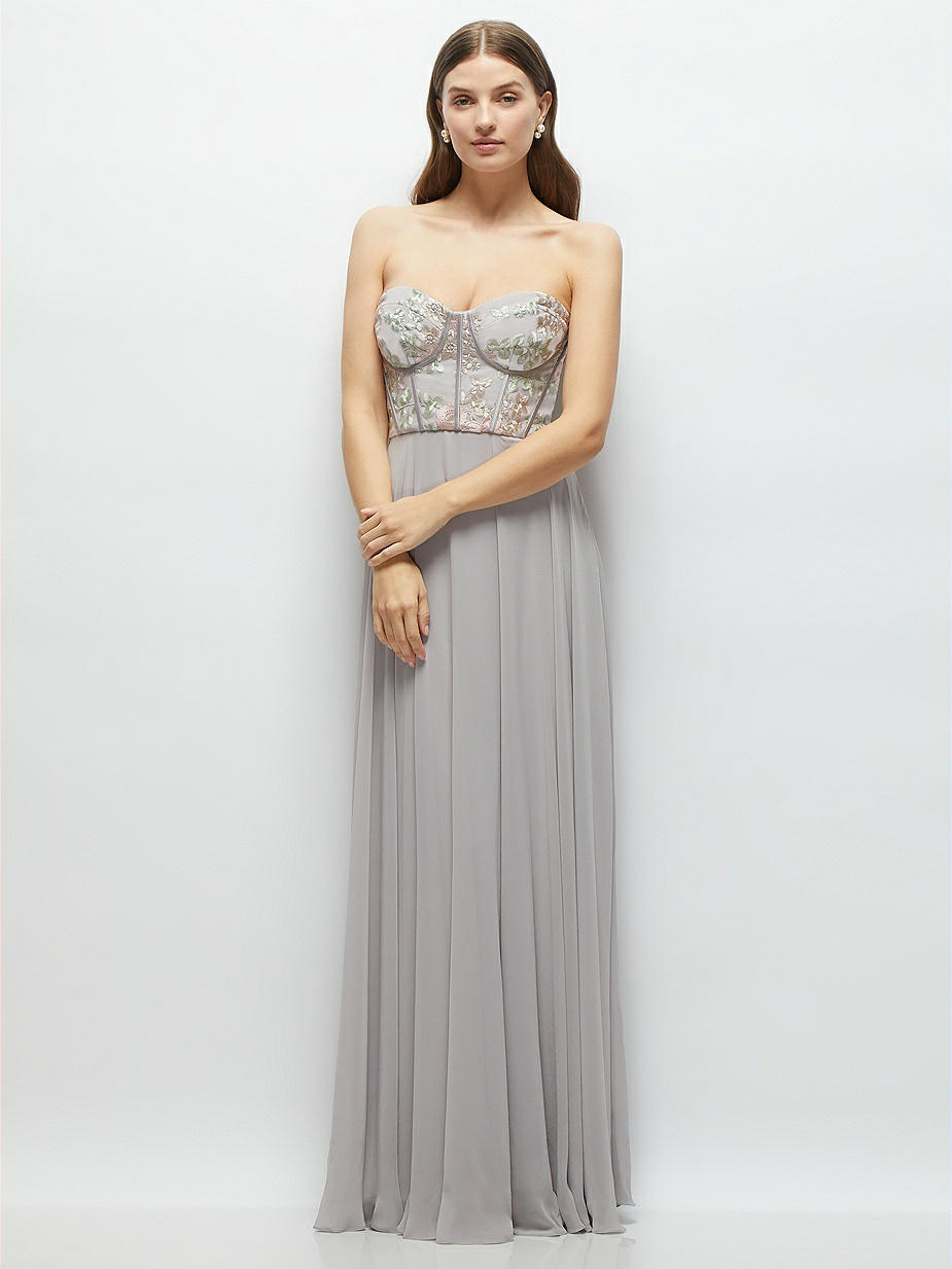 chinese dress ladies Light Gray V Neck Chiffon Bridesmaid Dress 1910 – Xiaolizi main image 0