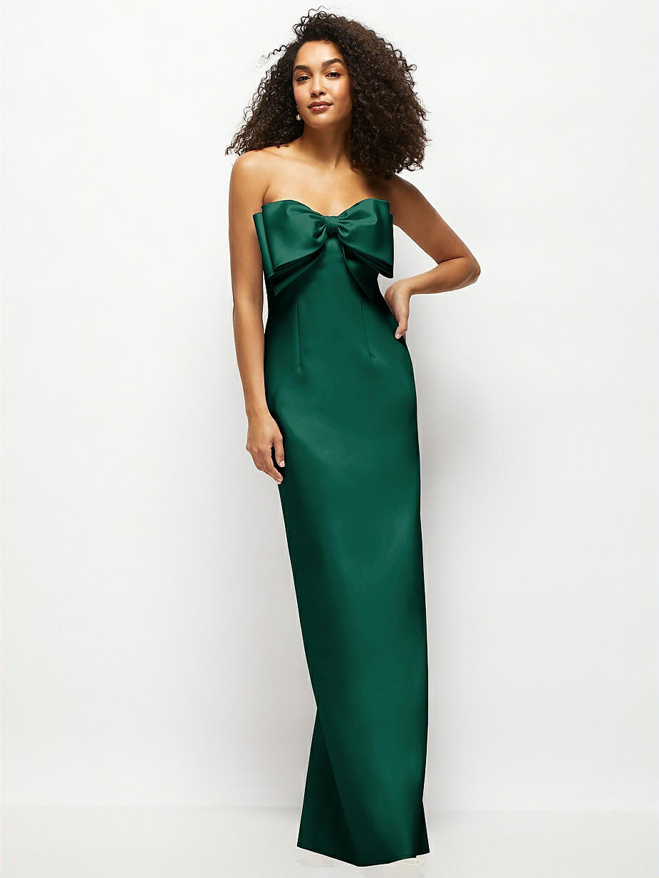 Alfred Sung Hunter Green Bow Bridesmaid Dresses