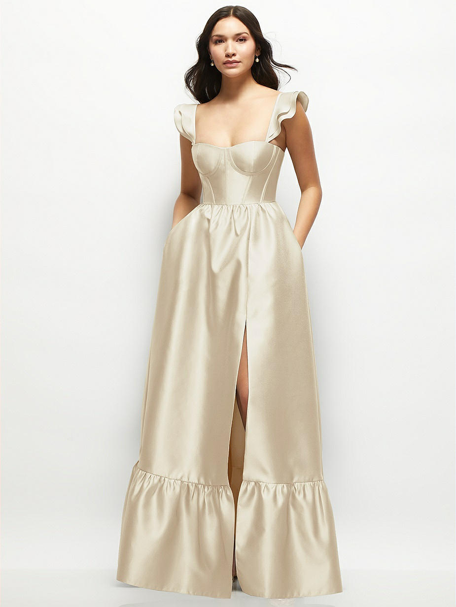 white christmas dresses Embellished Bandeau Ruffle Maxi Dress in Plum - 6 main image 1