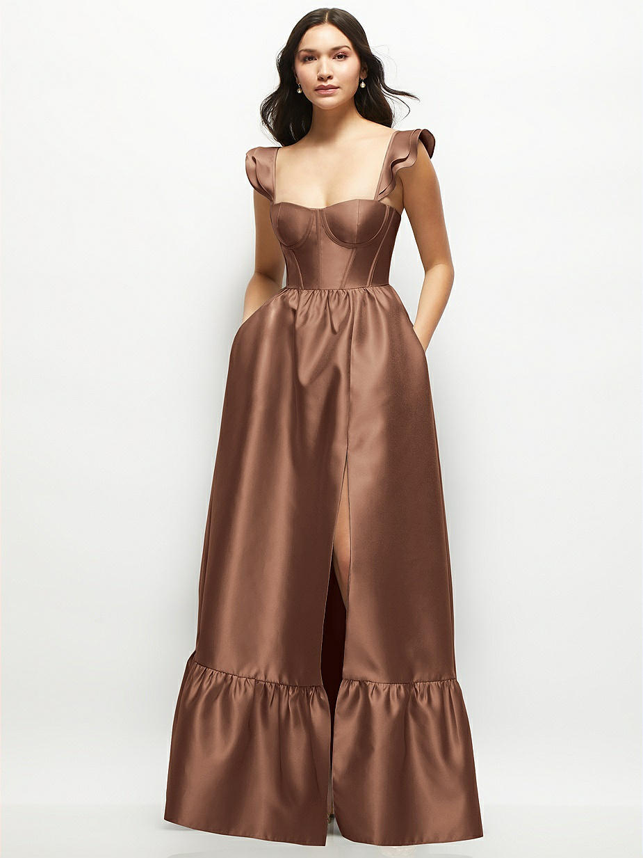 Brown Bustier/Corset Bridesmaid Dresses