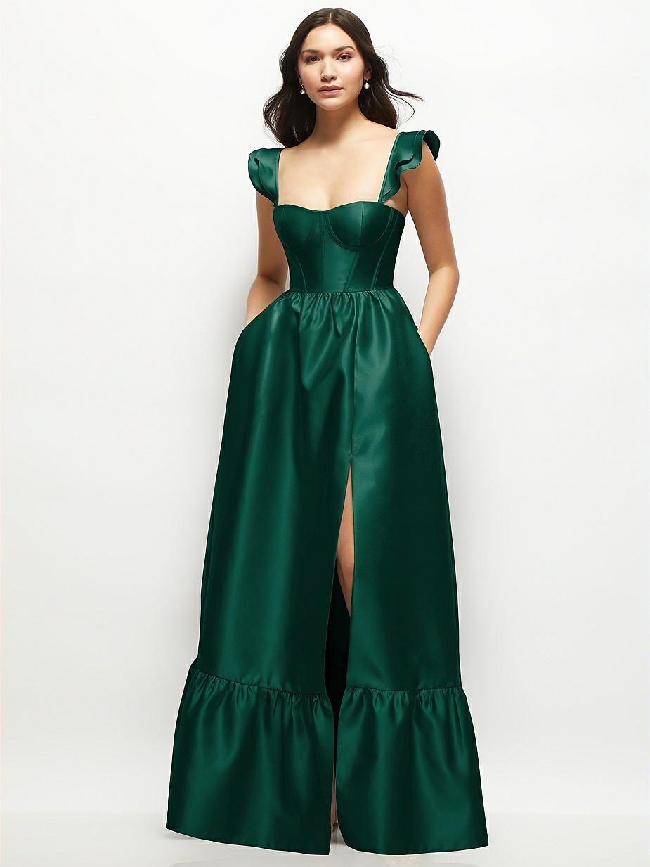 Green Ruffles Bridesmaid Dresses Green Ruffles Bridesmaid Dresses