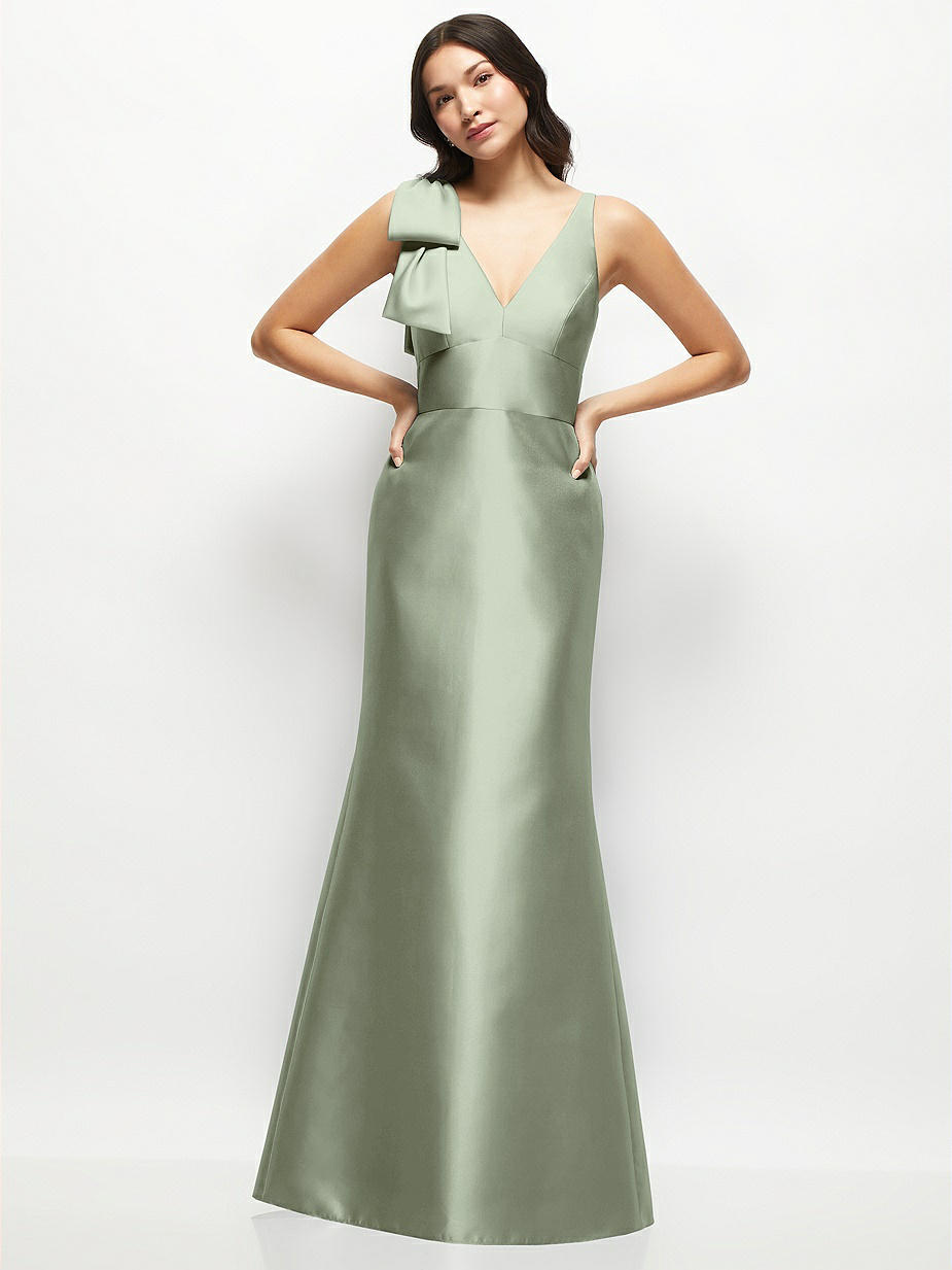 Sage V-Neck Bridesmaid Dresses