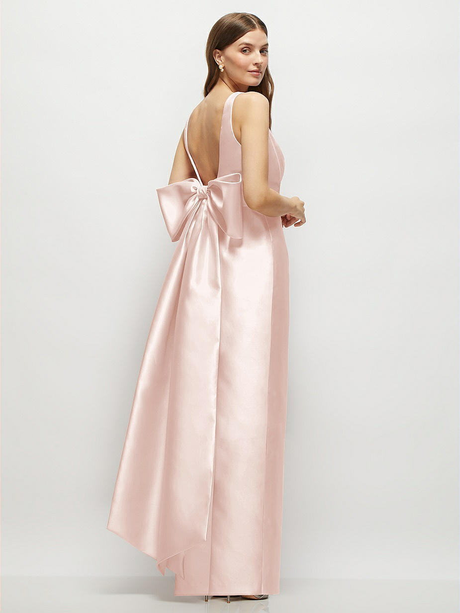 strapless open back dress Bayshore Pink Bow Bardot Midi Dress – Club L London