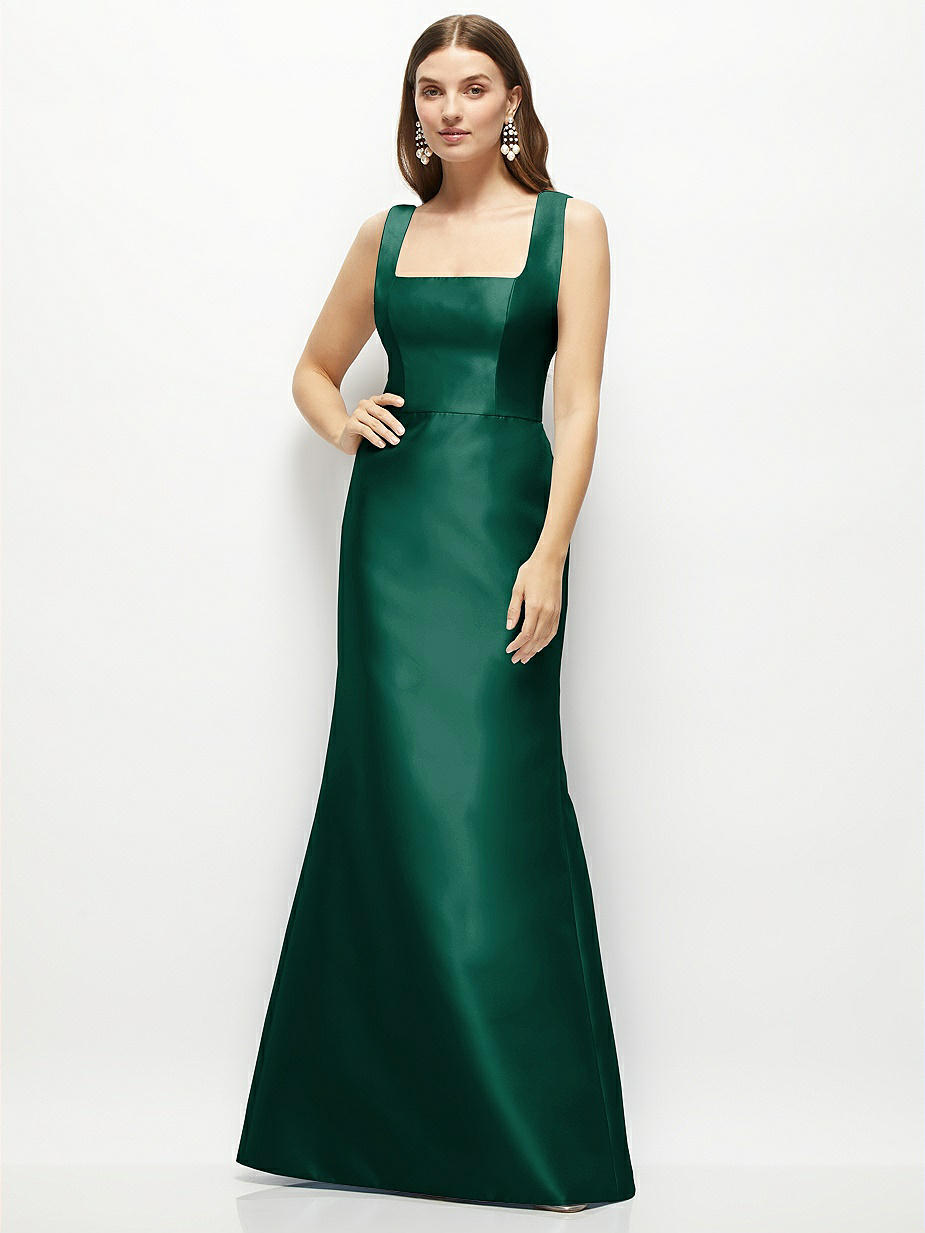 slim fit dress slacks Green Chiffon Square Neck Tamar Midi Dress main image 1