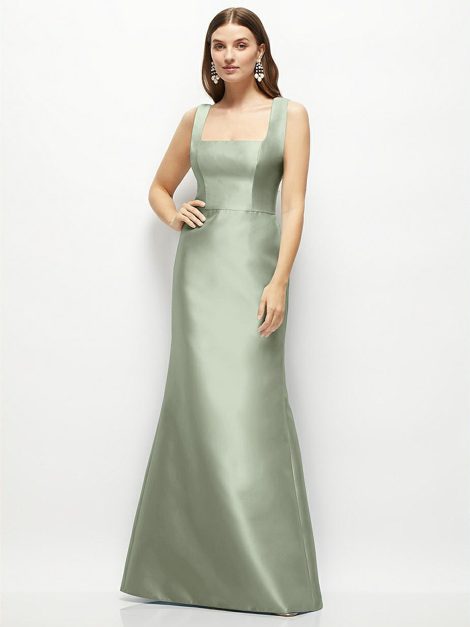 Sage Square Neckline Bridesmaid Dresses