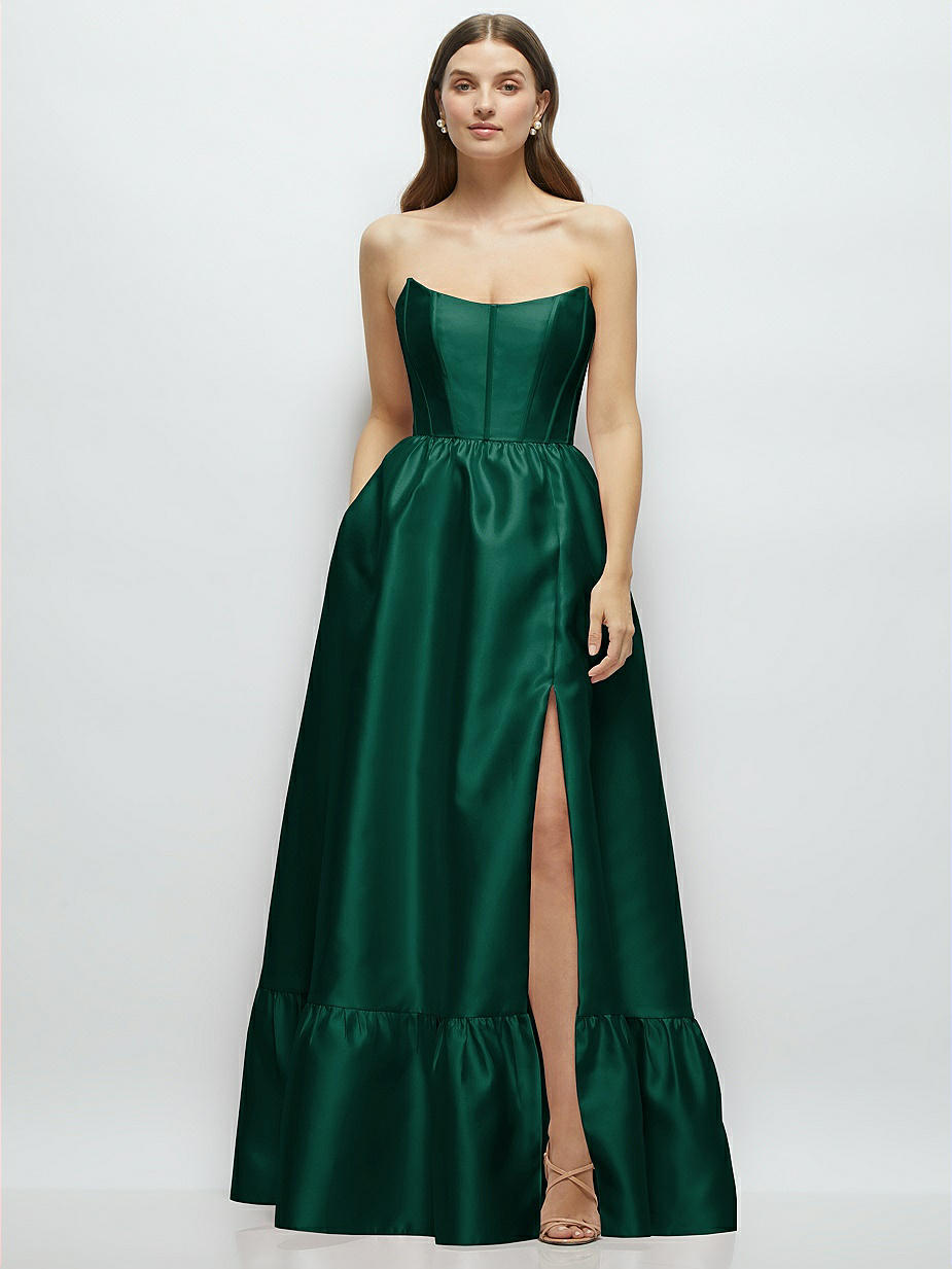 green occasion dress with sleeves Green Floral V-Neck Tier Ruffle Maxi Dress – Pretty In Pink Boutique, LLC main image 1