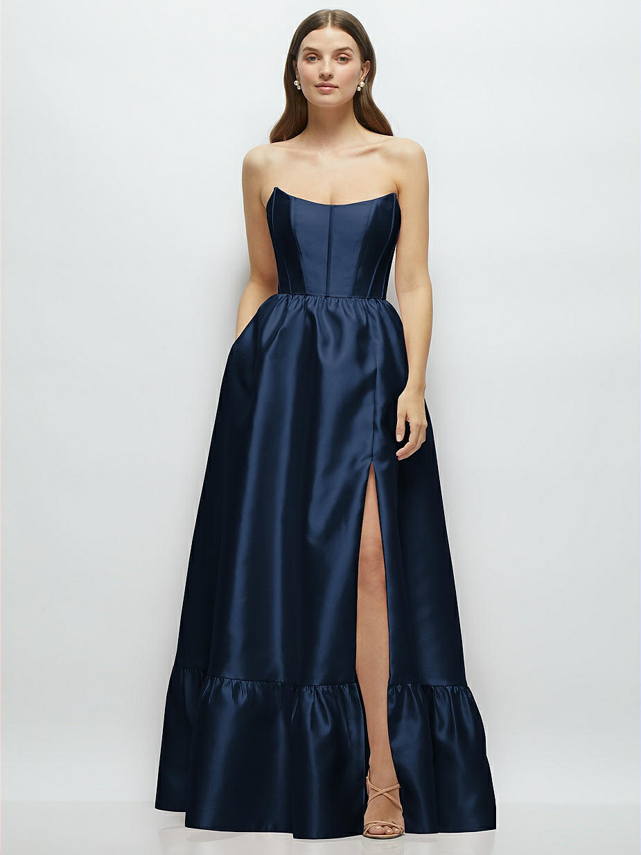 Midnight Navy Ruffles Bridesmaid Dresses
