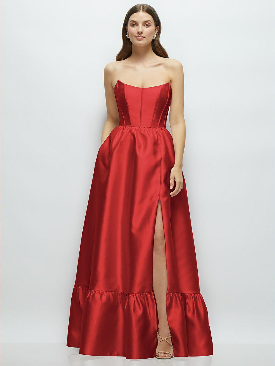 red colour bridesmaid dresses Long Sleeveless Mismatched Red Bridesmaid Dresses Wedding Guest Dress main image 0