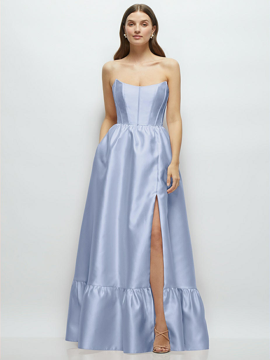 Blue Strapless Bridesmaid Dresses