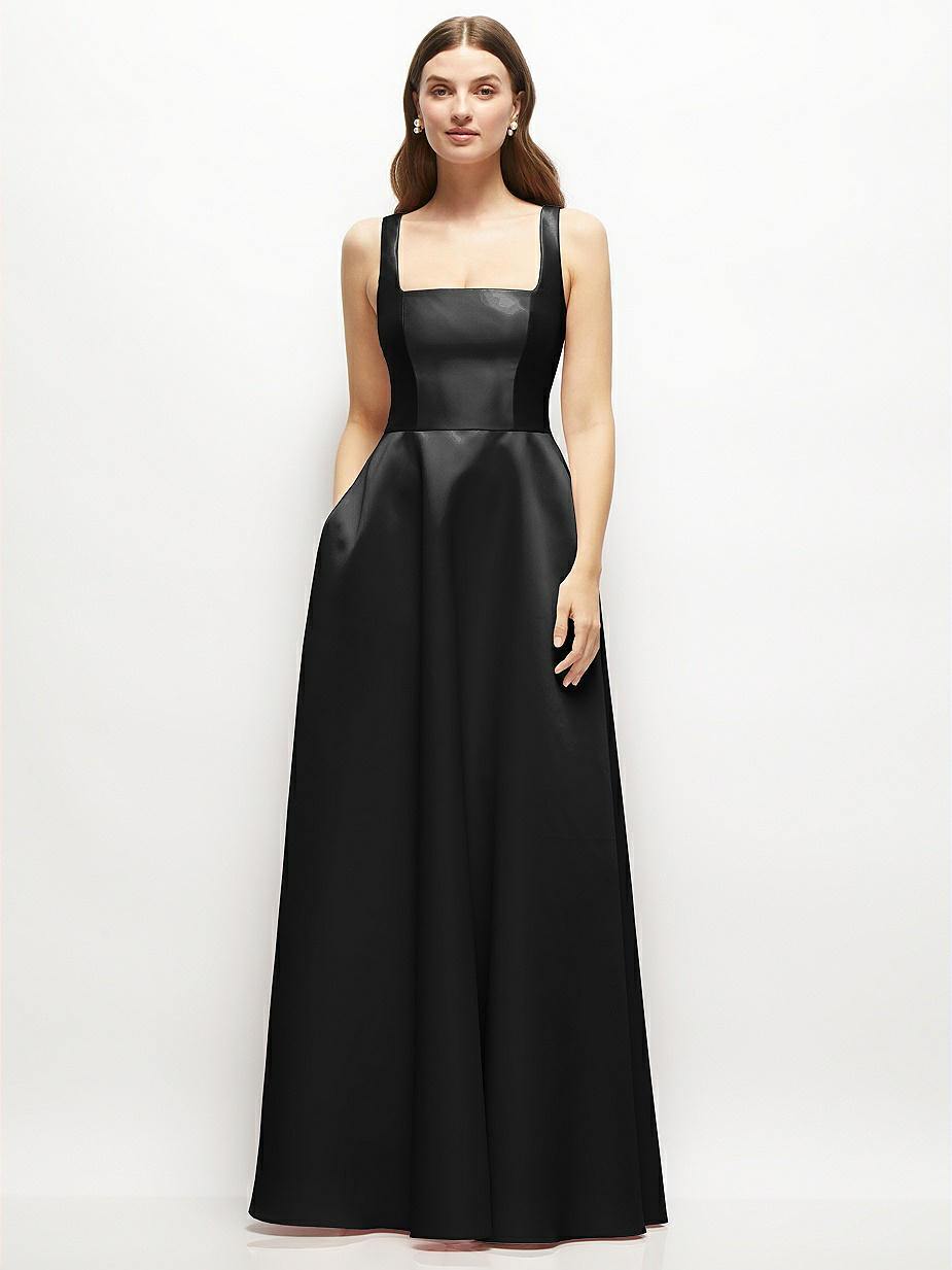Black Square Neckline Bridesmaid Dresses