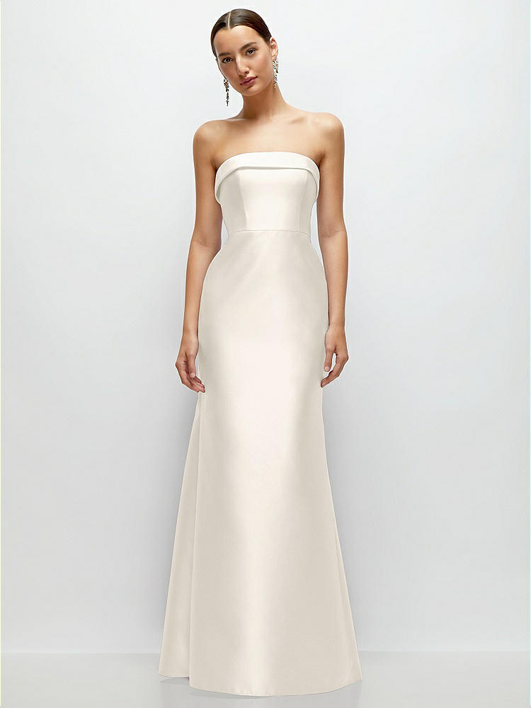 Strapless Cuff Neckline Satin Trumpet Gown in  Ivory