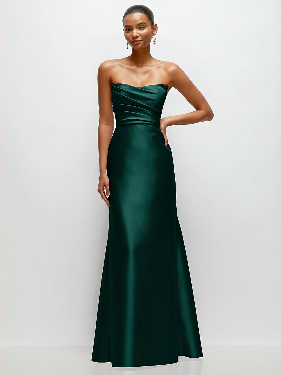 strapless green dress long Strapless A Line Maxi Dress Green