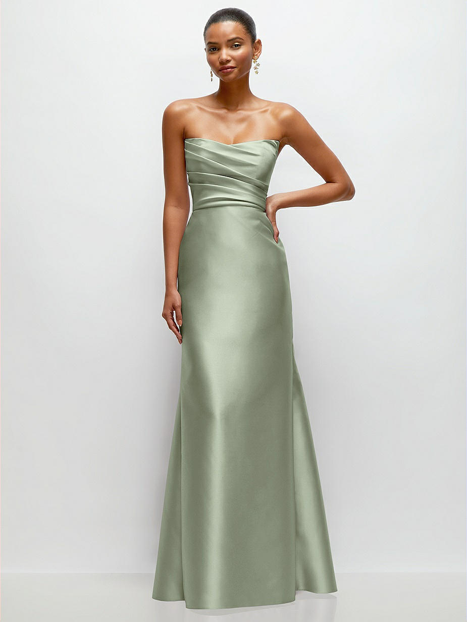 sage green mermaid dress Charming Mermaid V Neck Sage Green Silk Satin Long Bridesmaid Dresses, –  Simplepromdress